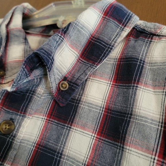 Carhartt Fort Plaid Shirt Mens XL Tall Button Down White Blue Short Sleeve - Picture 5 of 9